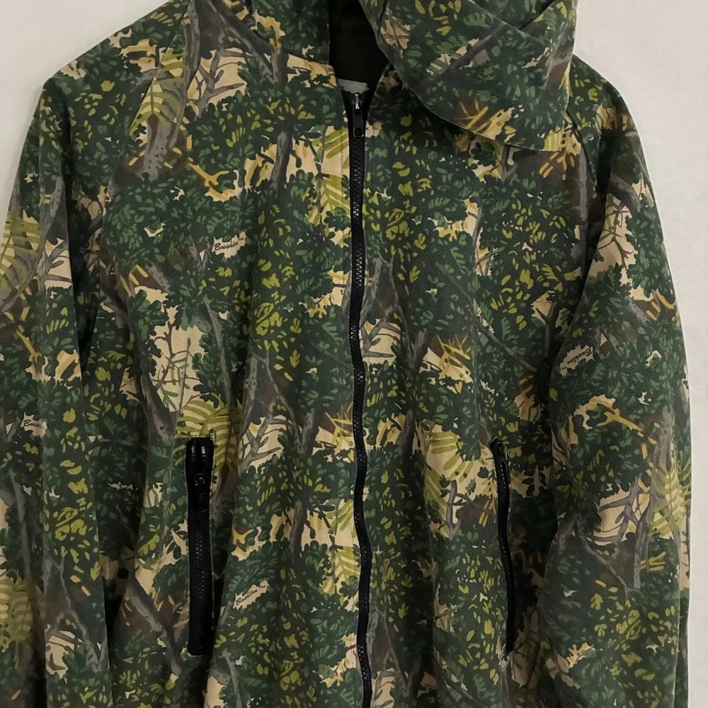 Vtg Bushlan Texas Camo USA Hoodie Jacket‎ Mens M Full Zip Fleece Lined Gorpcore